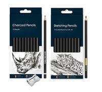 24-Piece Artist Pencil Set - 12 Sketching Graphite Pencils (6B-6H) + 12 Charcoal Pencils & Sharpener | Drawing Set for Artists, Students & Beginners | Ideal for Shading, Sketching & Illustration