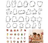 24 Piece Christmas Cookie Cutters Set - Stainless Steel Cookie Cutters- Christmas Trees, Wapiti, Gingerbread Men, Stars and Other Designs, Perfect for Sharing the Festive Spirit with Your Family
