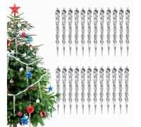 24 Piece Christmas Glass Icicle Ornaments, 5.12 Inch Twisted Clear Icicle Winter Decoration for Christmas Tree