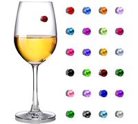 24 - Piece Crystal Magnetic Wine Glass Charms: Colorful Drink Markers for Wine Glasses, Champagne Flutes, Cocktails & Martinis - Elegant Party Accessories to Identify Drinks & Elevate Table Decor