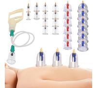 24-Piece Cupping Therapy Set with Vacuum Pump and Acupressure Magnet - Cellulite Massager Neck Massager with Suction Cups for Body and Back Pain Relief - Facial Cupping Set for Face