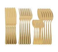 24-Piece Cutlery Set, Luxury Stainless Steel Flatware Set,Tableware Silverware Set for 6 with Spoon Knife and Fork Set Service,Dishwasher Safe/Easy Clean/Mirror Polished (Gold Ellipse)