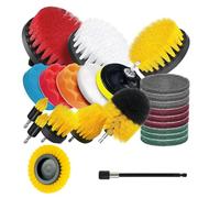 24-Piece Drill Brush Attachment Set - Power Scrubber Kit with Extend Attachment & Buffing Pads | for Bathroom, Kitchen, Car, Grill & All Surfaces (Fits Most Drills)