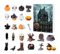 24-Piece Halloween Advent Calendar,Mini Figurine Set with Skulls, Crows & Tombstones | Horror Village Ornaments, Resin Crafts for Party Favors & Collections (D)