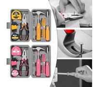 24-Piece Household Hand Tool Set with 2m Steel Tape Measure, Hex Wrenches, Wire Cutter & Voltage Tester for Home Repairs and DIY Projects(Yellow)