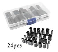 24-Piece Leather Hole Punch Set with Hollow Cutters for DIY Handmade Craft Projects - Round, Square & Oval Shapes - High-Speed Steel Punchers for Phone Cases and Small Goods