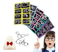 24 Piece Metal Puzzle Solving, Interlocking Metal Wire Iq Logic Game, Metals Brain Teaser Puzzles Ring, Puzzles Ring Disentanglement Sets with Carry Pouch, for Problem-Solving Enthusiasts (5PCS)