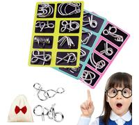 24 Piece Metal Puzzle Solving, Interlocking Metal Wire Iq Logic Game, Metals Brain Teaser Puzzles Ring, Puzzles Ring Disentanglement Sets with Carry Pouch, for Problem-Solving Enthusiasts (3PCS)