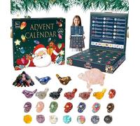 24-Piece Natural Gemstone Advent Calendar - Holiday Countdown with Informative Guide Cards,Geology Science Kit for Kids 5+, DIY Jewelry Keepsakes, Perfect Christmas/Easter Gift