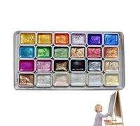 24 Piece Pearlescent Watercolor Set - for Artists and Beginners | Shiny Paints with Palette for Painting, Crafts, Sketching, Art Lessons