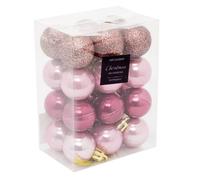 24 Piece Pink Mini Christmas Baubles | Christmas Tree Decorations | Pink Xmas Baubles Christmas Decor
