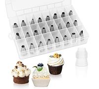 24 Piece Piping Tips Set, Icing Piping Nozzles with Storage Box, Stainless Steel Nozzles Tip for Cake Decorating