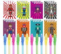 24-Piece Robot Blocks Party Gifts, 12 UV Invisible and 12 Robot Blocks Notebook, Robot Blocks Birthday Gifts for Children