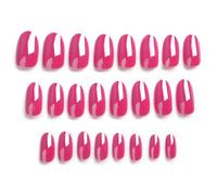 24-Piece Rose Red Oval False Tips - Glossy Mirror Finish Artificial Nails with Adhesive, Short Length Full Cover Set for Women, Salon-Quality Manicure Kit