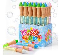 24-Piece Set Extra Large Ice Cream Bubble Wands Kids Toys, 37.5cm Extra Long Plus Size 120ml 360° Leak-Proof Bubble Solution, Summer Outdoor Games Birthday Party Favors Gift Bag Fillers