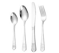 24-Piece Set of Embossing Cutlery Set Kitchen Silverware Tableware Main Stainless Steel Knife and Fork Spoon Commercial Steak Coffee Western Tableware (Silver)