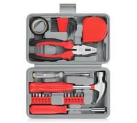 24 Piece Small Tool Kit for Men and Women, Mini Hand Tool Set with Storage Box for Home, DIY, Office, Garage(Red)