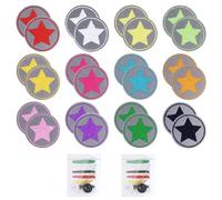 24-Piece Star Iron-on Patches, 2-Piece Sewing kit, Knee Iron-on Patches, Textile Iron-on Patch Set, Star Patterned Patches, Garment Repair Patches, Embroidered Patch Patches