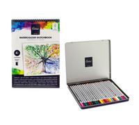 24-Piece Watercolour Pencil Set & A3 Sketch Pad | Water Colour Pencils and Sketching Paper for Artists | Painting Colouring Art Supplies