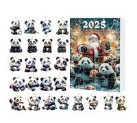 24 Pieces - 2D Panda Toy - 2025 Pendant for Garden Tree Fireplace Door Handle Car Rear View Mirror Backpack Classroom Tradition, Experience 24 Days Full of Enchanting