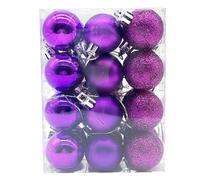 24 Pieces 30 mm Christmas Balls Decoration Shatterproof Christmas Tree Baubles Mini Christmas Hanging Ball for Christmas Tree Holiday Wedding Party Decoration, Purple