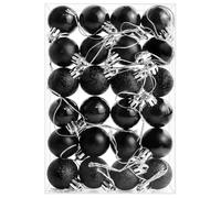 24 Pieces 30 mm Christmas Balls Decoration Xmas Tree Baubles Mini Hanging Ball for Halloween Christmas Holiday Party Ornaments, Black