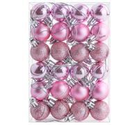 24 Pieces 30 mm Christmas Balls Decorations Shatterproof Xmas Tree Baubles Mini Hanging Balls for Christmas Tree Holiday Wedding Party Ornaments, Pink