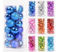 24 Pieces 30 mm Christmas Baubles, Mini Christmas Tree Decoration Baubles, Mini Hanging Balls for Xmas Tree Halloween Thanksgiving Party Decoration Blue