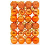 24 Pieces 30 mm Christmas Baubles, Mini Christmas Tree Decoration Baubles, Mini Hanging Balls for Xmas Tree Halloween Thanksgiving Party Decorations, Orange