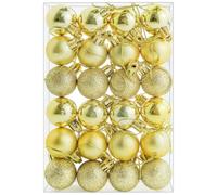 24 Pieces 30 mm Christmas Baubles Shatterproof Christmas Tree Decorations Baubles Mini Hanging Balls for Xmas Tree Holiday Wedding Party Ornaments, Gold
