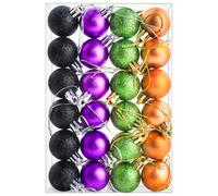 24 Pieces 30 mm Halloween Decoration Baubles Mini Tree Baubles Hanging Ball Halloween Ornaments for Party Home Decor, Black Purple Green Copper