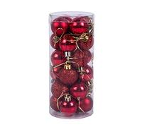 24 Pieces 30mm Christmas Balls Decoration Shatterproof Christmas Tree Baubles Mini Christmas Hanging Ball for Holiday Wedding Party Decoration Christmas Ornament Xmas Gifts Dark Red