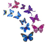 24 Pieces 3D Butterfly Wall Stickers,Girls Bedroom Accessories,3D Butterflies Stickers with Magnets and Reusable,for Bedroom Party Cake Decors (Blue, Purple)