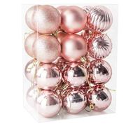 24 Pieces 60mm Christmas Baubles, Christmas's Balls Decoration Christmas Tree Pendants, Decorations Xmas Hanging Ornaments, Rose Gold