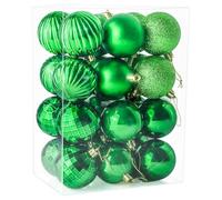 24 Pieces 60mm Christmas Tree Decoration Baubles Ornaments, Glitter Baubles Shatterproof Balls for Xmas Tree Hanging Festivel Holiday Home Decorations, Green