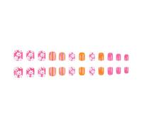 24 Pieces Acrylic Press On Nails Short Square Shape Artificial Nails With Flower Pattern For A Luxurious Manicure Look