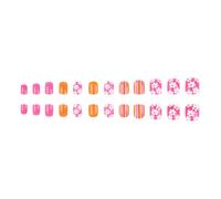 24 Pieces Acrylic Press On Nails Short Square Shape Artificial Nails With Flower Pattern For A Luxurious Manicure Look