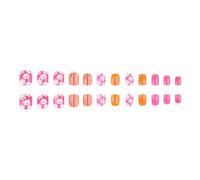24 Pieces Acrylic Press On Nails Short Square Shape Artificial Nails With Flower Pattern For A Luxurious Manicure Look