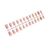 24 Pieces Almind Natural Look Acrylic False with Flower Designs for Students and Working Women Press on