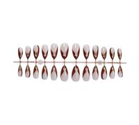 24 Pieces Almond Shape False Nails Glossy Press On Acrylic Stick On French Tip Designs For Thanksgiving Nail Art