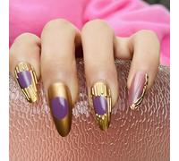 24 Pieces Almond Shape Press On Nails Full Covers Acrylic False Nails With 3D Design Artificial Nails For Elegant Look