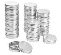 24 Pieces Aluminum Tin Jars, 60ml Empty Cosmetic Container Pots, Silver Round Cosmetic Tin Jars, Aluminum Round Cans with Screw Lids for Cream Lotion Powder Lip Balm Salve Sample Makeup Storage