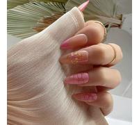 24 Pieces Artificial Nails Almond Shape Press on with 3D Floral Designs Stick on Manicure for Stylish Look Fashionable Tips