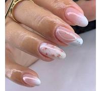 24 Pieces Artificial Nails Short Almond Styles Press on Nails Glitters Floral Patterns False Nails For Various Occasion
