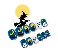 24 Pieces Bat & Dead Tree Child Adult Halloween Wearable on Nail Tips Artificial Full Cover Child on Nails