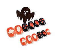24 Pieces Bat&Dead Tree Press On Nails Child Adult Halloween Wearable On Nail Tips Artificial Full Cover Short Square Nails Full Cover On