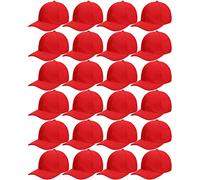 24 Pieces Blank Baseball Cap Adjustable Back Strap Plain Blank Camouflage Hat Unisex Baseball Cap for Trucker Men Women, Red, One Size