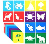 24 Pieces Chalk Stencils for Kids, 5 Inch Washable Drawing Stencils Painting Outside Reusable Drawing Stencil Washable Animal Themed Shape Template for Home Classroom Arts & Crafts Educational Gifts