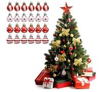 24 Pieces Christmas Baubles, 3cm Unbreakable Glitter Christmas Baubles Christmas Tree Baubles Mini Christmas Baubles Hanging Decoration Baubles for Christmas Tree Wedding Party