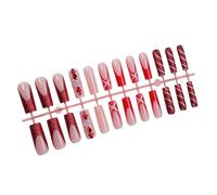 24 Pieces Christmas French Tip Long Square False Full Covers Glossy Stick on for Women French Tip